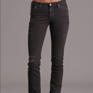 AG Premiere Black Skinny Straight Ankle Jeans